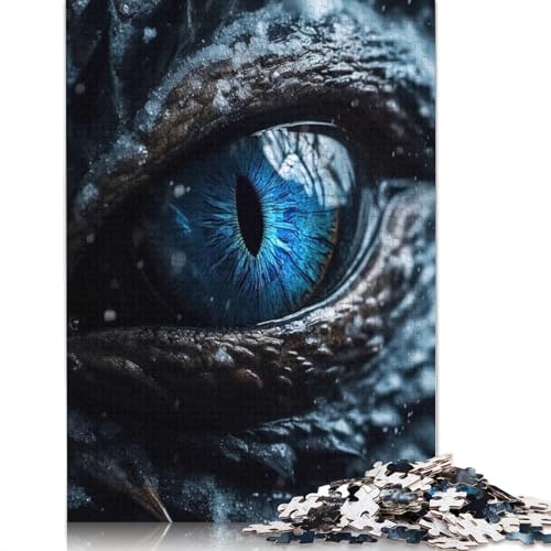 1000-teiliges Puzzle „Eisdrachen, Saphirauge“ für Erwachsene, Papierpuzzle für Erwachsene, Lernspiel, Herausforderungsspielzeug, 1000 Stück (75 x 50 cm) von QASEYIPV