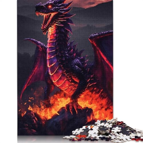 1000-teiliges Puzzle „Feuerdrachenlord“ für Erwachsene und Jugendliche, Lernspielzeug aus Papier, 1000 Teile (75 x 50 cm) von QASEYIPV
