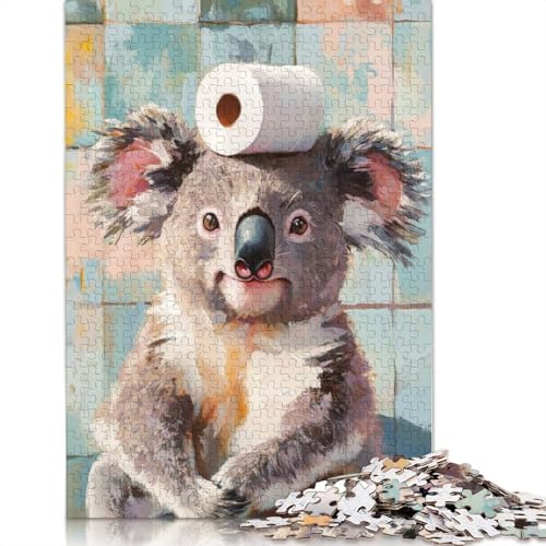 1000-teiliges Puzzle „Koala mit Toilettenpapier“ für Erwachsene, Papierpuzzles für Erwachsene, Teenager, Mann, Frau, Geschenk, 1000 Stück (75 x 50 cm) von QASEYIPV