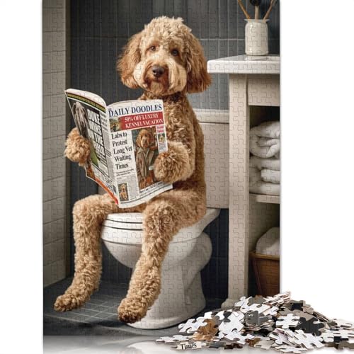 1000-teiliges Puzzle „Labradoodle auf der Toilette“ für Erwachsene und Teenager, Lernspiele für Zuhause, DIY-Spielzeug, 1000 Stück (75 x 50 cm) von QASEYIPV