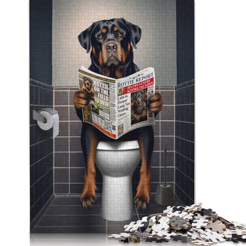 1000-teiliges Puzzle „Rottweiler auf dem Toilettenpapier“, Papierpuzzle für Erwachsene und Jugendliche ab 12 Jahren, 1000 Teile (75 x 50 cm) von QASEYIPV