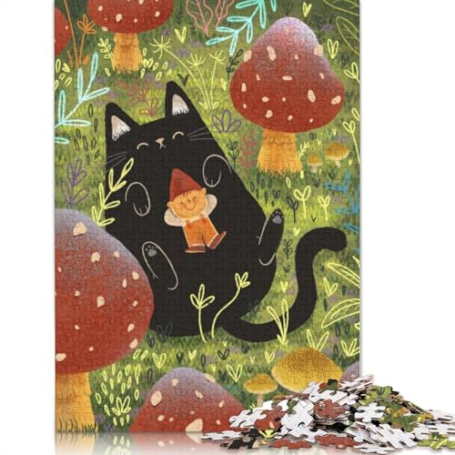 1000-teiliges Puzzle „Schwarze Katze und der Elf“, Schwierigkeitsgrad für Erwachsene, Lernspielzeug, Spiele, 1000 Teile (75 x 50 cm) von QASEYIPV