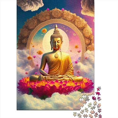 1000-teiliges Puzzle Buddha 9 für Erwachsene Holzpuzzle für Erwachsene Lernspiel Herausforderung Spielzeug 1000 Teile (75x50cm) von QASEYIPV