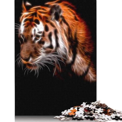 1000-teiliges Puzzle für Erwachsene, 1000-teiliges Tiger-Fraktal-Puzzle für Erwachsene, schwieriges und herausforderndes Spiel, 1000 Teile (75 x 50 cm) von QASEYIPV