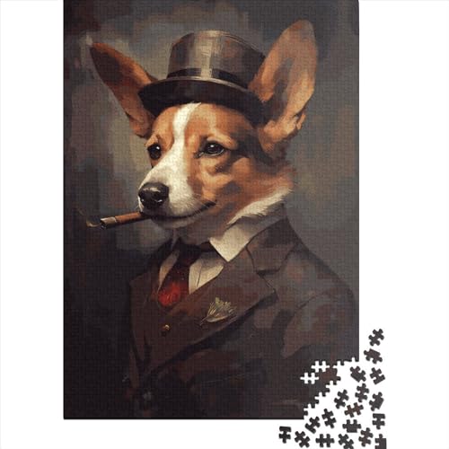 1000-teiliges Puzzle für Erwachsene, Corgi-Hund, quadratisch, aus Holz, mit einzigartigen Teilen, Lernspiele, lustige Spiele, 1000 Teile (38 x 26 cm) von QASEYIPV