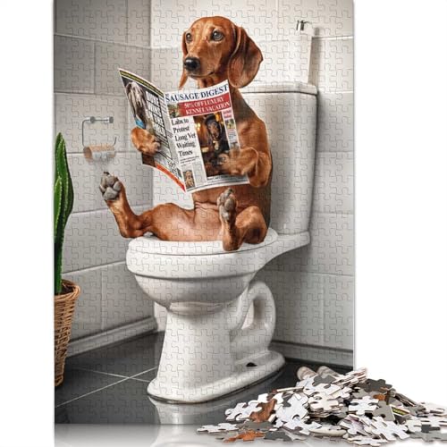 1000-teiliges Puzzle für Erwachsene, Dackel im Badezimmer, Papierpuzzle für Erwachsene, Lernspiel, Herausforderungsspielzeug, 1000 Stück (75 x 50 cm) von QASEYIPV