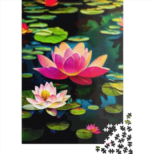 1000-teiliges Puzzle für Erwachsene, Lotuspuzzle, Holzpuzzle für Heimdekoration, Weihnachtsgeschenke, 1000 Teile (75 x 50 cm) von QASEYIPV