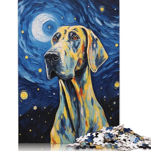 1000-teiliges Puzzle für Erwachsene, Standard-Puzzle, Deutsche Dogge, Van Gogh, Familiendekoration, pädagogisches Spielzeug, Spiel, 1000 Teile (75 x 50 cm) von QASEYIPV