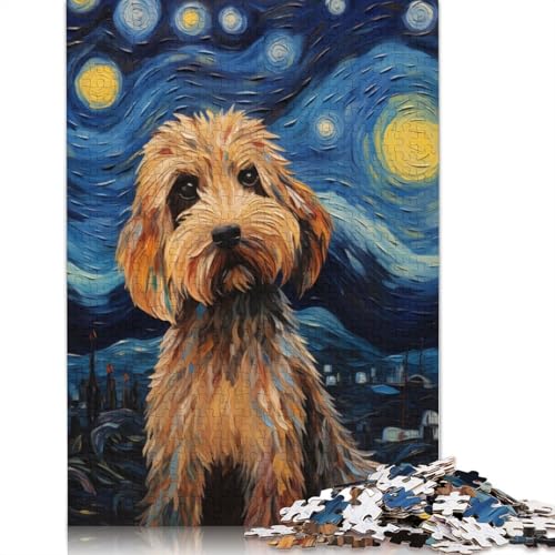 1000-teiliges Puzzle für Erwachsene, Standard-Puzzle, Labradoodle Van Gogh, Mal-Puzzle, Familiendekoration, Lernspielzeug, Spiel, 1000 Teile (75 x 50 cm) von QASEYIPV