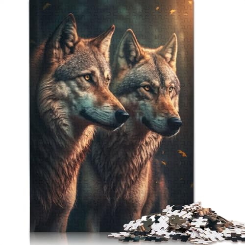 1000-teiliges Puzzle für Erwachsene, Standard-Puzzle, Zwei Wölfe, Familiendekoration, Lernspielzeug, Spiel, 1000 Teile (75 x 50 cm) von QASEYIPV