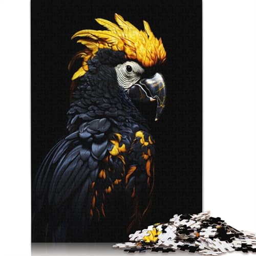 1000-teiliges Puzzle für Erwachsene, Standard-Puzzle, schwarzer und Goldener Papagei, Familiendekoration, pädagogisches Spielzeug, Spiel, 1000 Teile (75 x 50 cm) von QASEYIPV