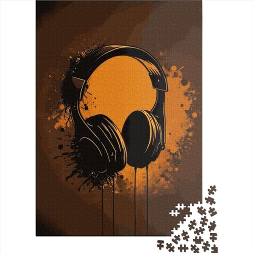 1000-teiliges Puzzle für Erwachsene, mit Kopfhörern, Holzpuzzle, Freunde und Familie, 1000 Teile (38 x 26 cm) von QASEYIPV