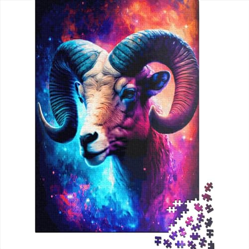 1000-teiliges Puzzle für Erwachsene, quadratisches Ziegen-Puzzle, Holzpuzzle für Erwachsene, Heimdekoration, Weihnachtsgeschenke, 1000 Teile (75 x 50 cm) von QASEYIPV