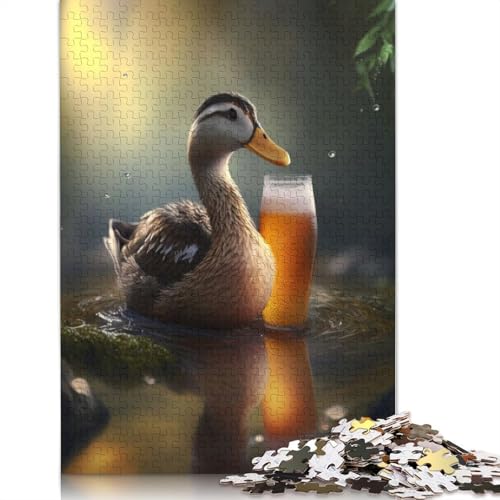 1000-teiliges Puzzle mit Entenbier, Schwierigkeitsgrad, Lernspiele, Spielzeug, 1000 Stück (75 x 50 cm) von QASEYIPV