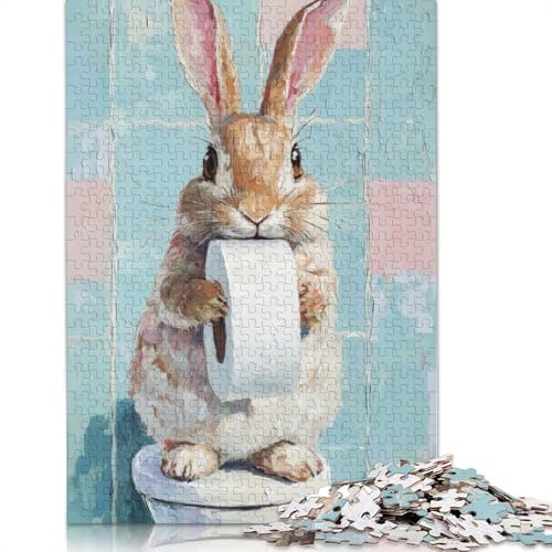 1000-teiliges Puzzle mit Hasenmotiv und Toilettenpapier für Erwachsene, Puzzle, Lernspiel, Herausforderungsspielzeug, 1000 Stück (75 x 50 cm) von QASEYIPV