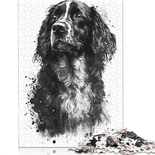 1000-teiliges Puzzle mit Kleiner Münsterländer-Tinte für Erwachsene, Papierpuzzle, Lernspiel für Erwachsene Teenager, 1000 Teile (75 x 50 cm) von QASEYIPV