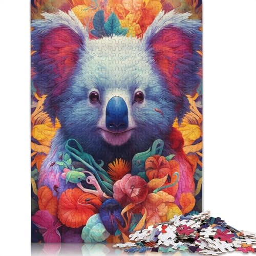 1000-teiliges Puzzle mit Koala-Blumenporträt für Erwachsene, Papierpuzzle für Erwachsene, Lernspiel, Herausforderungsspielzeug, 1000 Stück (75 x 50 cm) von QASEYIPV