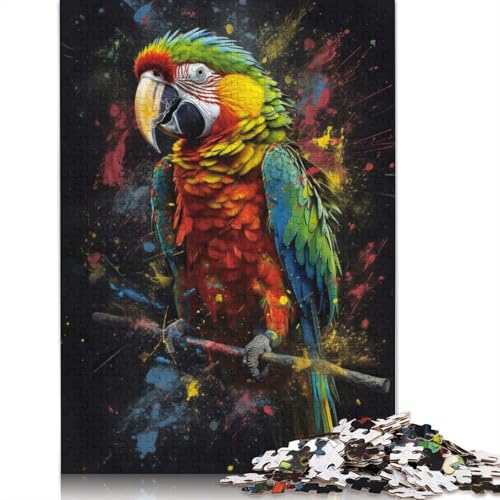 1000-teiliges Puzzle mit Papageienmalerei für Erwachsene, Lernspielzeug, Familienspiele, Geburtstagsgeschenke, 1000 Stück (75 x 50 cm) von QASEYIPV