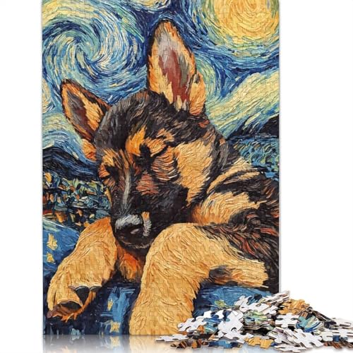 1000-teiliges Puzzle mit deutschem Schäferhundwelpen für Erwachsene und Jugendliche, Lernspielzeug aus Papier, 1000 Teile (75 x 50 cm) von QASEYIPV