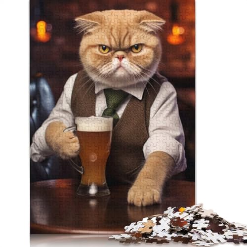 1000-teiliges Puzzle mit exotischer Kurzhaarkatze für Erwachsene, Puzzle, Lernspiel, Herausforderungsspielzeug, 1000 Stück (75 x 50 cm) von QASEYIPV