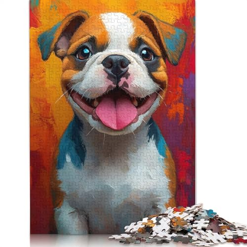1000-teiliges Puzzle mit lächelndem, süßem Welpen-Gemälde für Erwachsene und Teenager, Puzzle für Familienspaß und Spieleabend, 1000 Teile (75 x 50 cm) von QASEYIPV