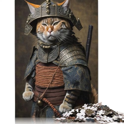 1000-teiliges Samurai-Katzen-Puzzle, Schwierigkeitsgrad Puzzle, Lernspiel, Spielzeug, 1000 Stück (75 x 50 cm) von QASEYIPV
