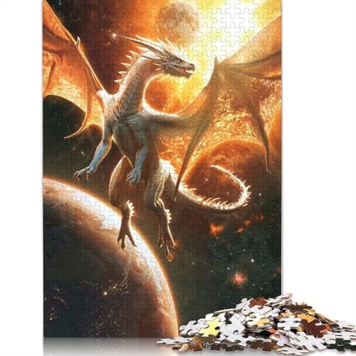 1000-teiliges Sunfire Sovereign Dragon-Puzzle für Erwachsene, Papierpuzzle für Erwachsene, Lernspiel, Herausforderungsspielzeug, 1000 Stück (75 x 50 cm) von QASEYIPV