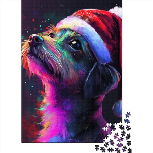 1000-teiliges Weihnachtspuzzle mit Hunden für Erwachsene, pädagogisches Spielzeug, 1000 Teile (75 x 50 cm) von QASEYIPV