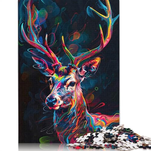 1000-teiliges abstraktes Hirsch-Puzzle für Erwachsene und Jugendliche, Lernspielzeug aus Papier, 1000 Teile (75 x 50 cm) von QASEYIPV