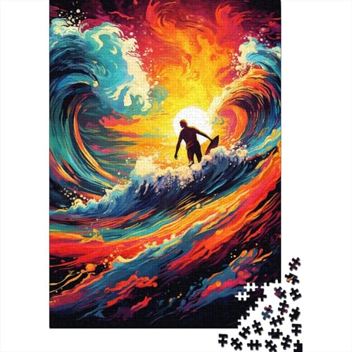 1000-teiliges buntes Puzzle für Erwachsene mit Weihnachtssurfen - Papierpuzzle - Entspannende Puzzlespiele - 1000-teiliges Puzzlespiel (38 x 26 cm) von QASEYIPV