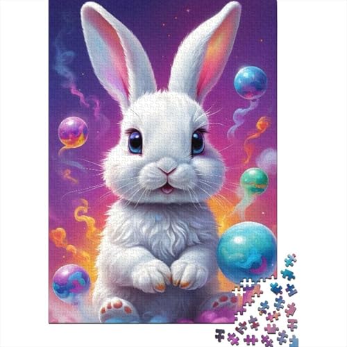 1000-teiliges niedliches Kaninchenpuzzle für Erwachsene, Lernspiele, 1000 Teile (38 x 26 cm) von QASEYIPV