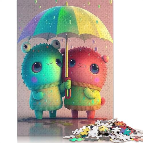 1000-teiliges niedliches Monster-Puzzle für Erwachsene und Jugendliche, Holzpuzzle für Familienspaß und Spielabende, 1000 Teile (75 x 50 cm) von QASEYIPV