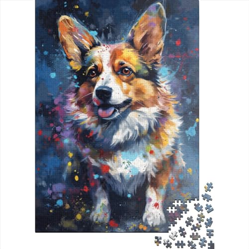 1000-teiliges quadratisches Puzzle mit Corgi-Hund für Erwachsene und Holzpuzzle für Familienaktivitäten, 1000 Teile (38 x 26 cm) von QASEYIPV