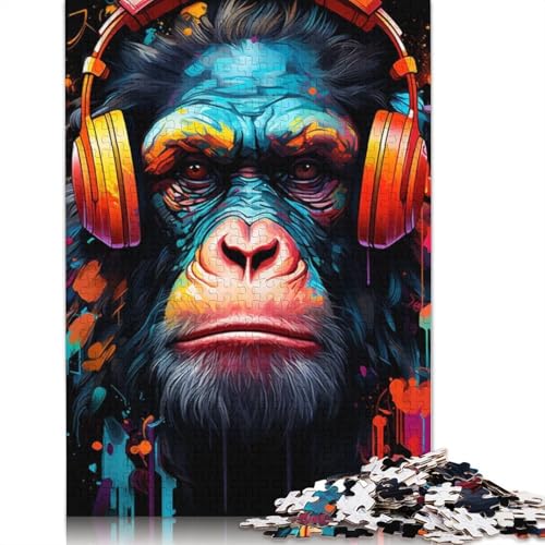 AFFE mit Kopfhörer-Puzzle, schwierige Herausforderung, 100% recycelter Karton, Puzzle für Erwachsene, 1000 Teile (75 x 50 cm) von QASEYIPV