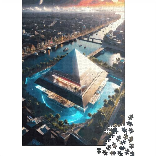 Amsterdam Square Pyramide Puzzle 1000 Teile Puzzle für Erwachsene Holzpuzzle Lernspiel 1000 Teile (75x50cm) von QASEYIPV
