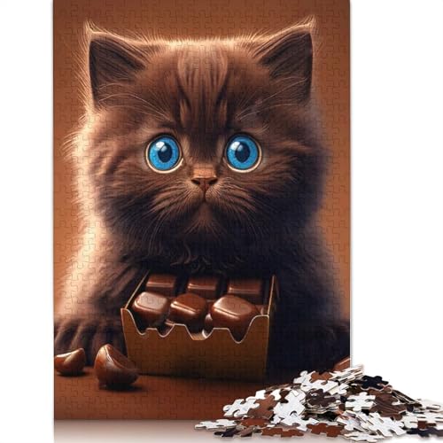 Art Cat Puzzle 1000 Teile für Erwachsene, Holzpuzzle, Lernspiel für Erwachsene und Jugendliche, 1000 Teile (75x50cm) von QASEYIPV