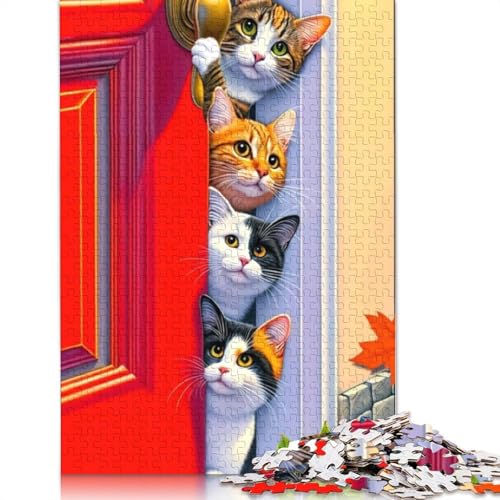 Art Cat Puzzle 1000 Teile für Erwachsene und Jugendliche ab 12 Jahren, Geschenke für Heiligabend, 1000 Teile (75 x 50 cm) von QASEYIPV