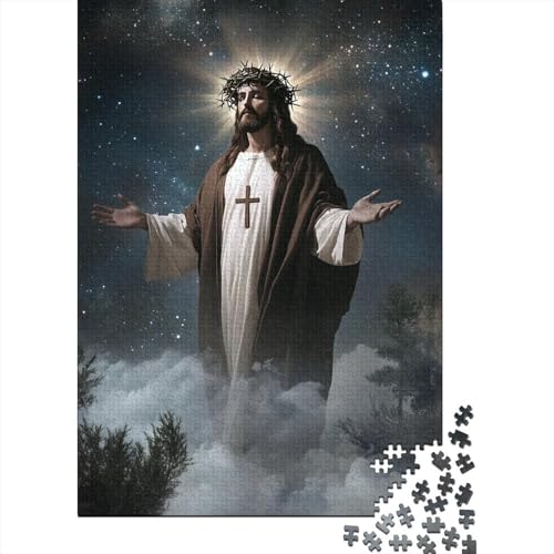 Art Christian Jesus Puzzle, Dekompressionsspielzeug, 100% recycelter Karton, Puzzle für Erwachsene, 1000 Teile (75 x 50 cm) von QASEYIPV