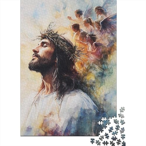 Art Christian Jesus Puzzle, Denksportaufgabe, 100% recycelter Karton, Puzzle für Kinder und Erwachsene ab 12 Jahren, Vatertagsgeschenke, 1000 Teile (75 x 50 cm) von QASEYIPV