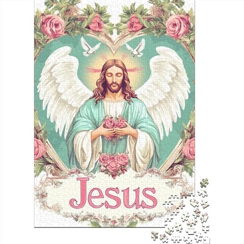 Art Christian Jesus Puzzle, Denksportaufgabe, Premium-Karton-Puzzle für Kinder und Erwachsene ab 12 Jahren, 1000 Teile (75 x 50 cm) von QASEYIPV