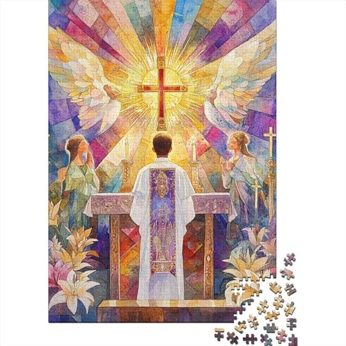 Art Christian Jesus Puzzle, Denksportaufgabe, Premium-Karton-Puzzle für Kinder und Erwachsene ab 12 Jahren, 1000 Teile (75 x 50 cm) von QASEYIPV