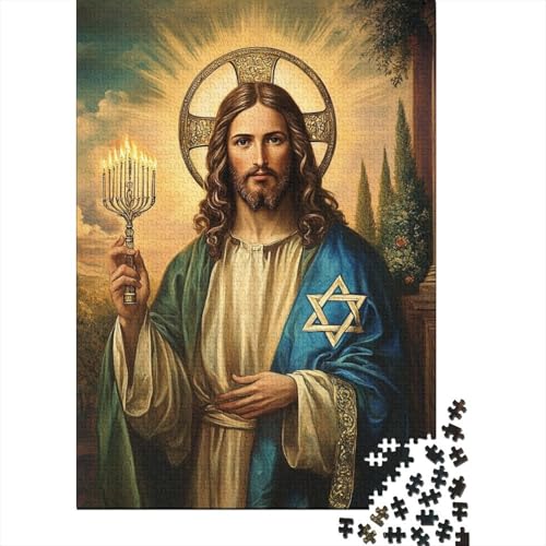 Art Christian Jesus Puzzle, Premium-Puzzle aus 100% recyceltem Kartonpapier, rechteckig, für Damen und Herren, einzigartiges, 1000 Teile (75 x 50 cm) von QASEYIPV