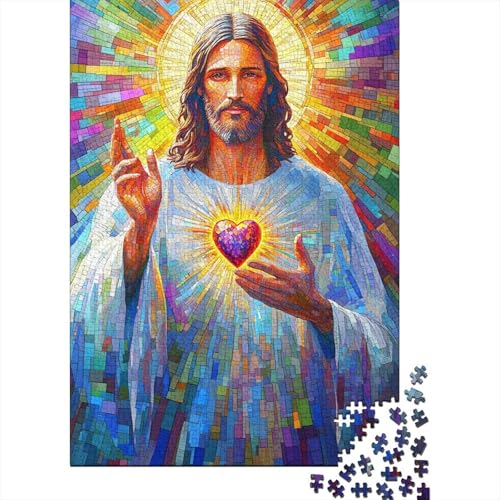 Art Christian Jesus Puzzle, Premium-Puzzle aus 100% recyceltem Kartonpapier, rechteckig, für Damen und Herren, einzigartiges, 1000 Teile (75 x 50 cm) von QASEYIPV