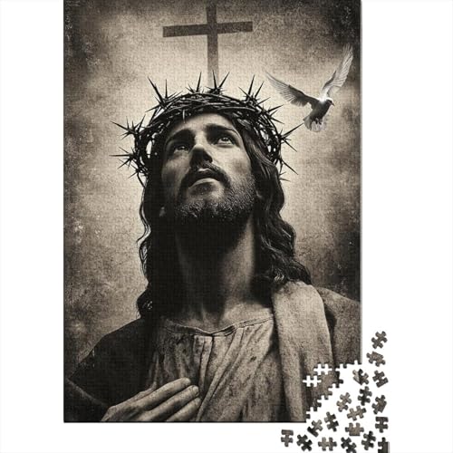 Art Christian Jesus Puzzle, anpassbare Bilder, 100% recycelter Karton, Puzzle für Kinder und Erwachsene, einzigartiges, 1000 Teile (75 x 50 cm) von QASEYIPV