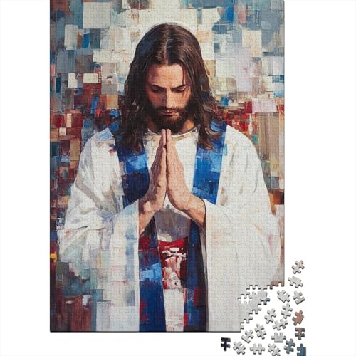 Art Christian Jesus Puzzle, einzigartige Heimdekoration, 100% recycelter Karton, Puzzle für Erwachsene, Kindertagsgeschenke, 1000 Teile (75 x 50 cm) von QASEYIPV