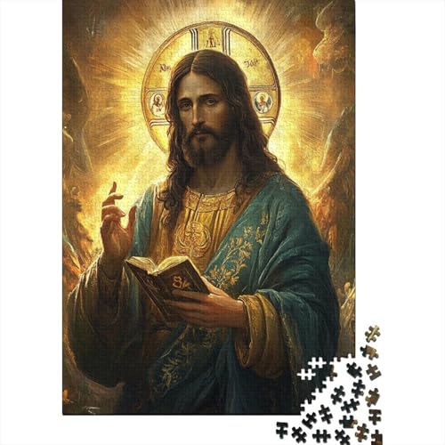 Art Christian Jesus Puzzle, einzigartige Heimdekoration, 100% recycelter Karton, Puzzle für Jungen oder Mädchen, 1000 Teile (75 x 50 cm) von QASEYIPV