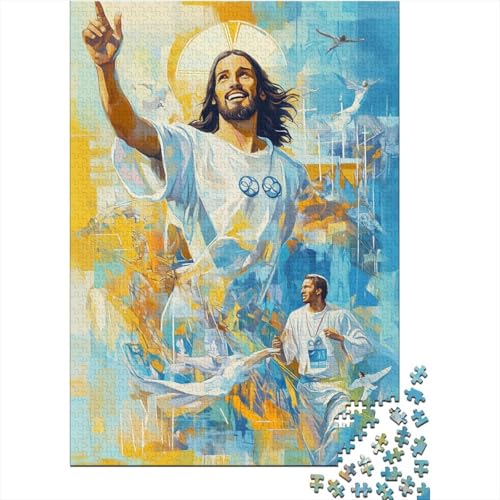 Art Christian Jesus Puzzle, rechteckig, Pappe, Papier, rechteckig, Puzzle für Erwachsene und Kinder, 1000 Teile (75 x 50 cm) von QASEYIPV