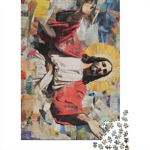 Art Christian Jesus Puzzle, rechteckig, Pappe, Papier, rechteckig, Puzzle für Erwachsene und Kinder, 1000 Teile (75 x 50 cm) von QASEYIPV