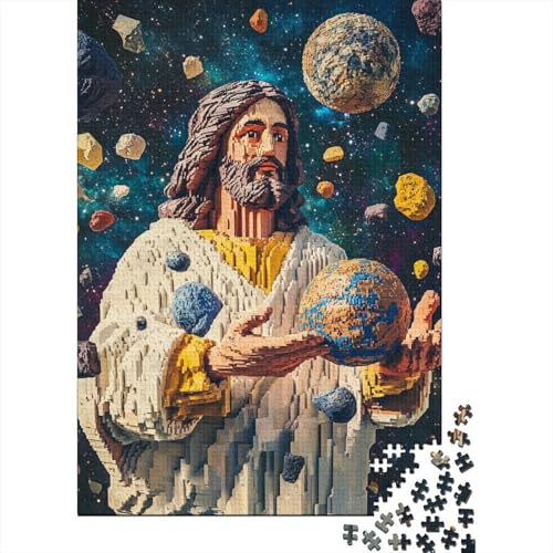 Art Christian Jesus Puzzle, rechteckig, Pappe, Papier, rechteckig, Puzzle für Erwachsene und Kinder, 1000 Teile (75 x 50 cm) von QASEYIPV