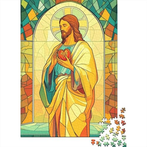 Art Christian Jesus Puzzle, rechteckige Pappe, 100 Prozent recycelte Pappe, Puzzle für Erwachsene und Kinder, 1000 Teile (75 x 50 cm) von QASEYIPV